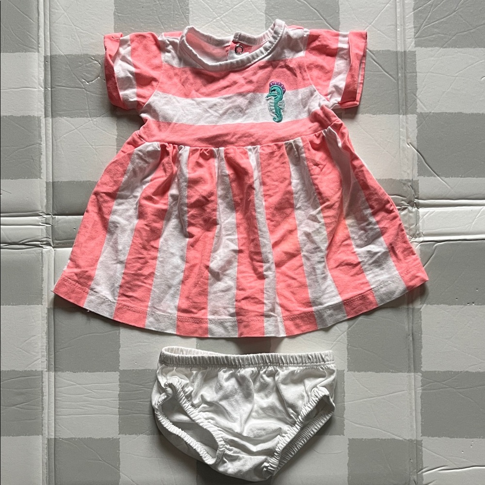 Carter's Coral and White Striped Dress Set
